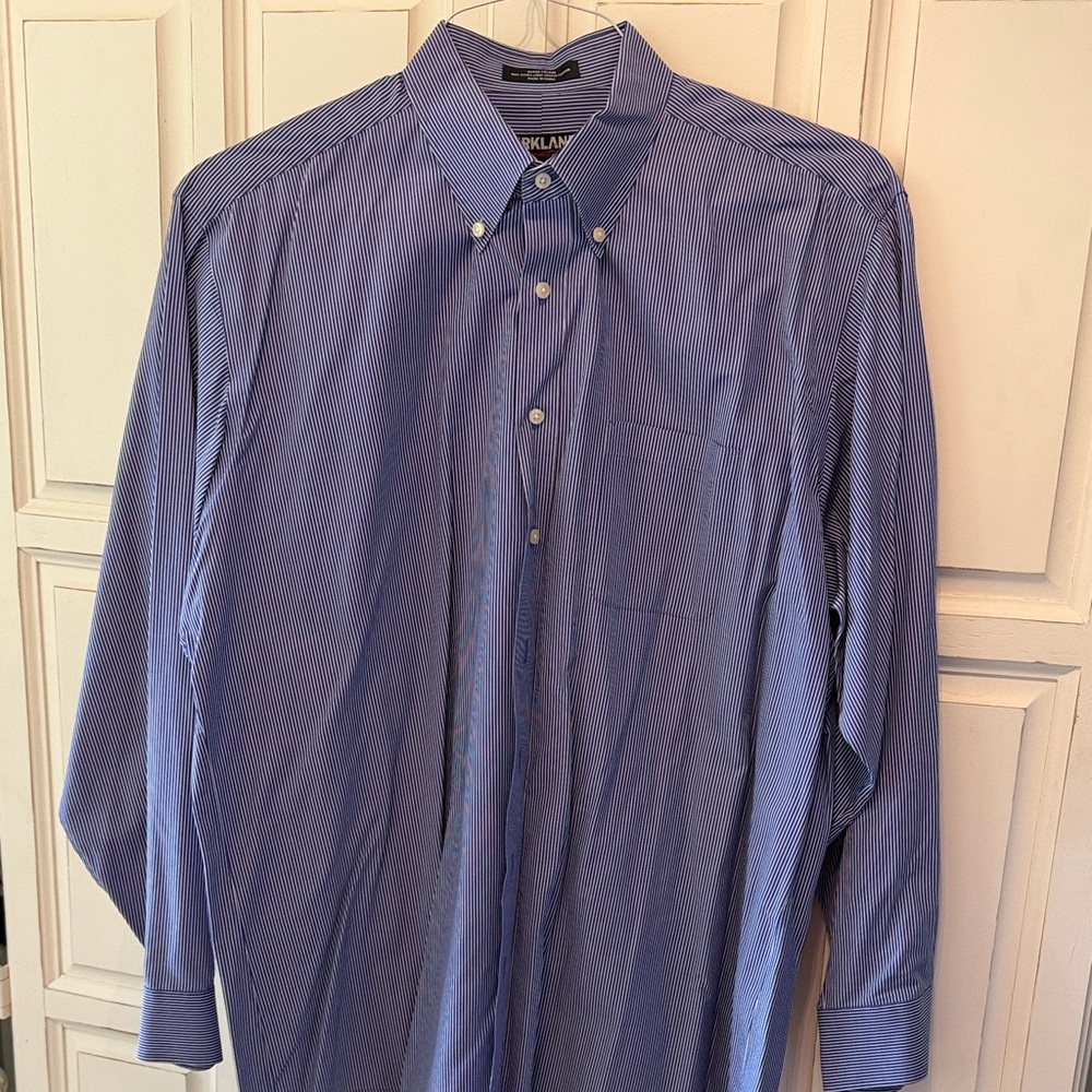 Blue and white striped dress shirt